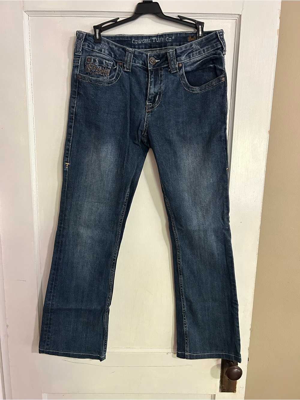 Cowgirl Tuff Women’s Dark Blue Boot-Cut Jeans